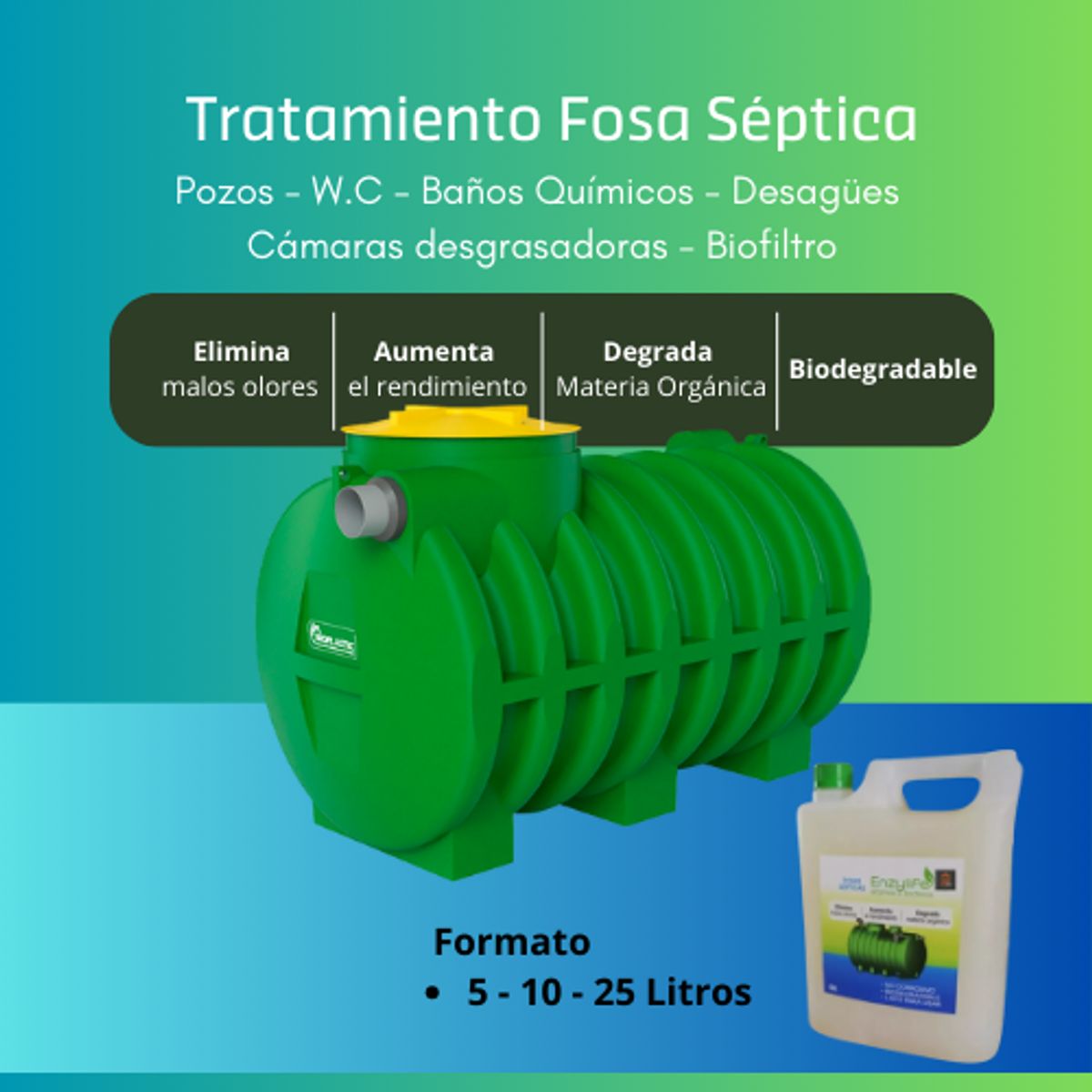 GENERICO - Tratamiento Fosa Septica WC y Baños Químicos 10 Litros