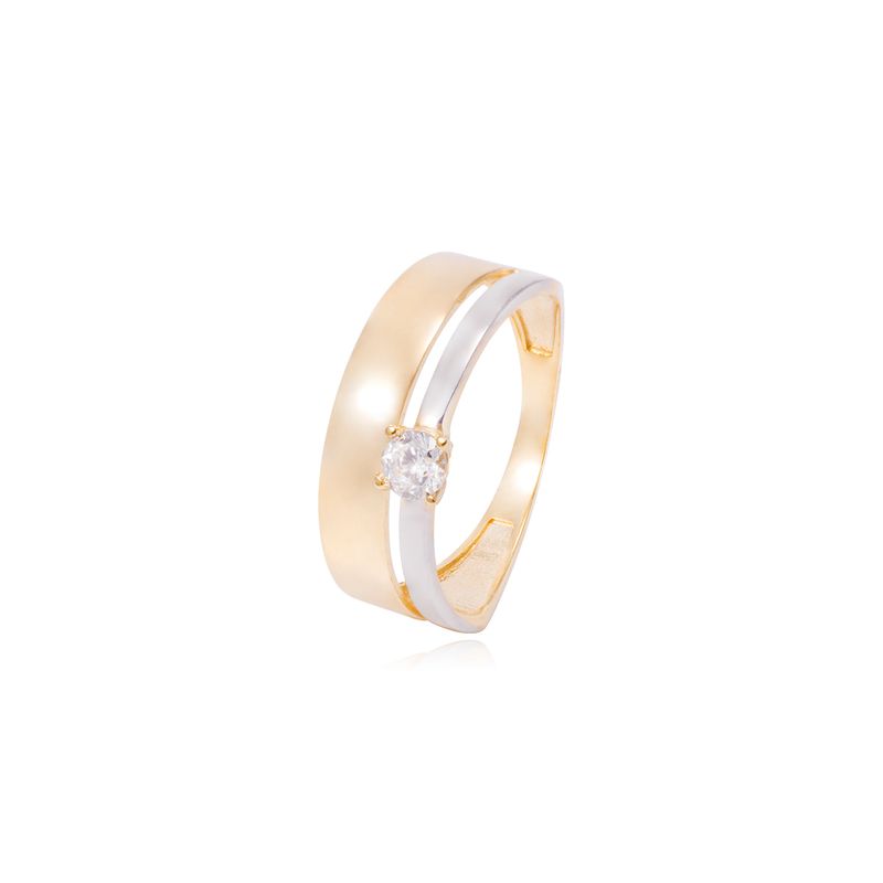 JB JOYAS BARON - Anillo Compromiso de Oro de 18kt Solitario Bicolor