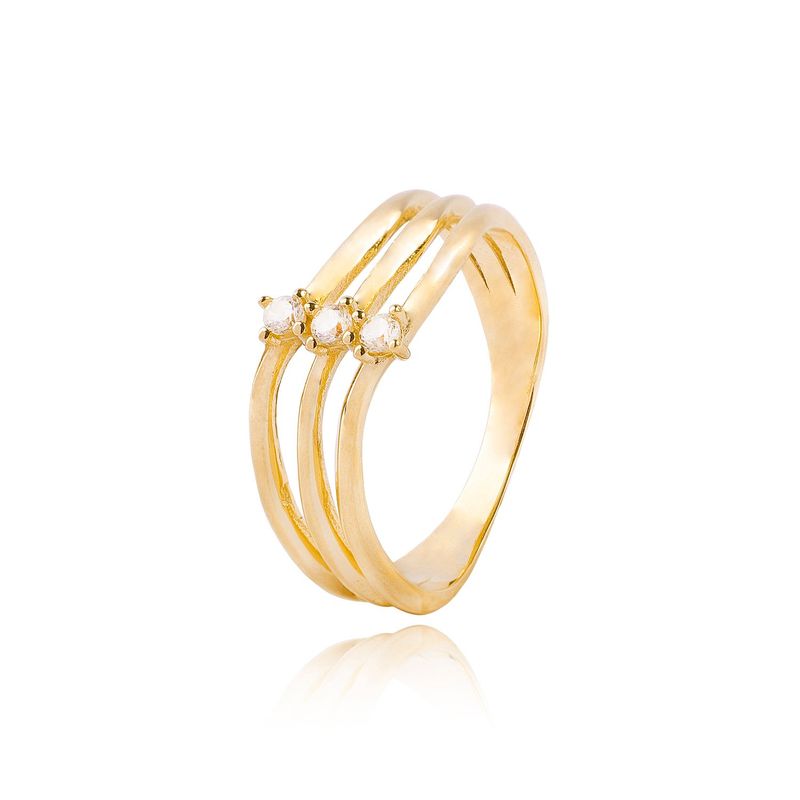 JB JOYAS BARON - Anillos de Oro 18kt Modelo Circón 3 Corridas.-