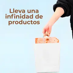 GENERICO - Bolsa Papel Kraft Ecológica Blanco 21X14X27 CM Pack X100