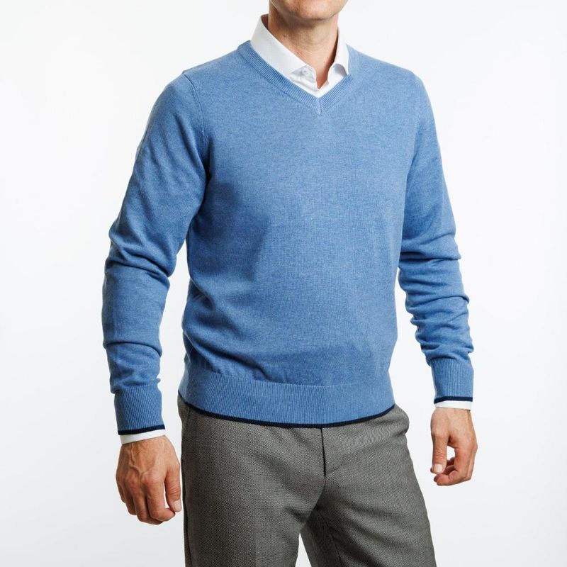 VANDINE - Sweater  Azul Jeans Escote en V - Azul
