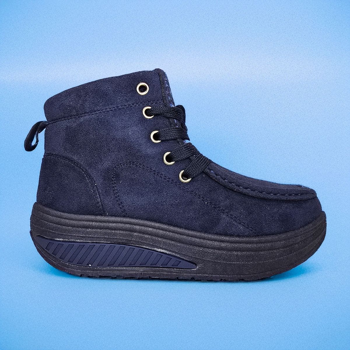 PAND G - Botín Casual Mujer Invierno Gamuza Con Cordon 35 al 40 Azul - 7676