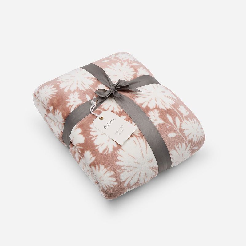 ROSEN - Manta Sherpa Estampada 130 x 170 cm Lileas Rosa