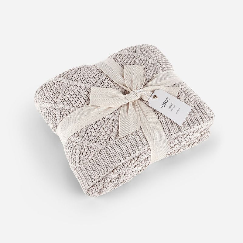 ROSEN - Manta Algodón Tejido 150 x 200 cm Luise Beige