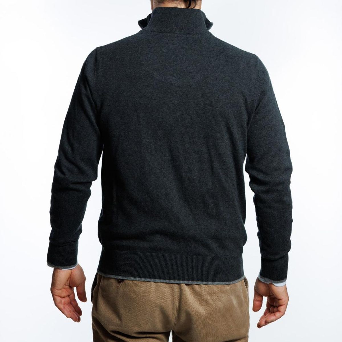 VANDINE - Sweater Gris Marengo Cuello alto Cierre I25 - Gris