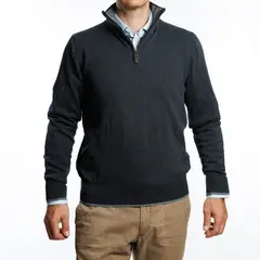 VANDINE - Sweater Gris Marengo Cuello alto Cierre I25 - Gris