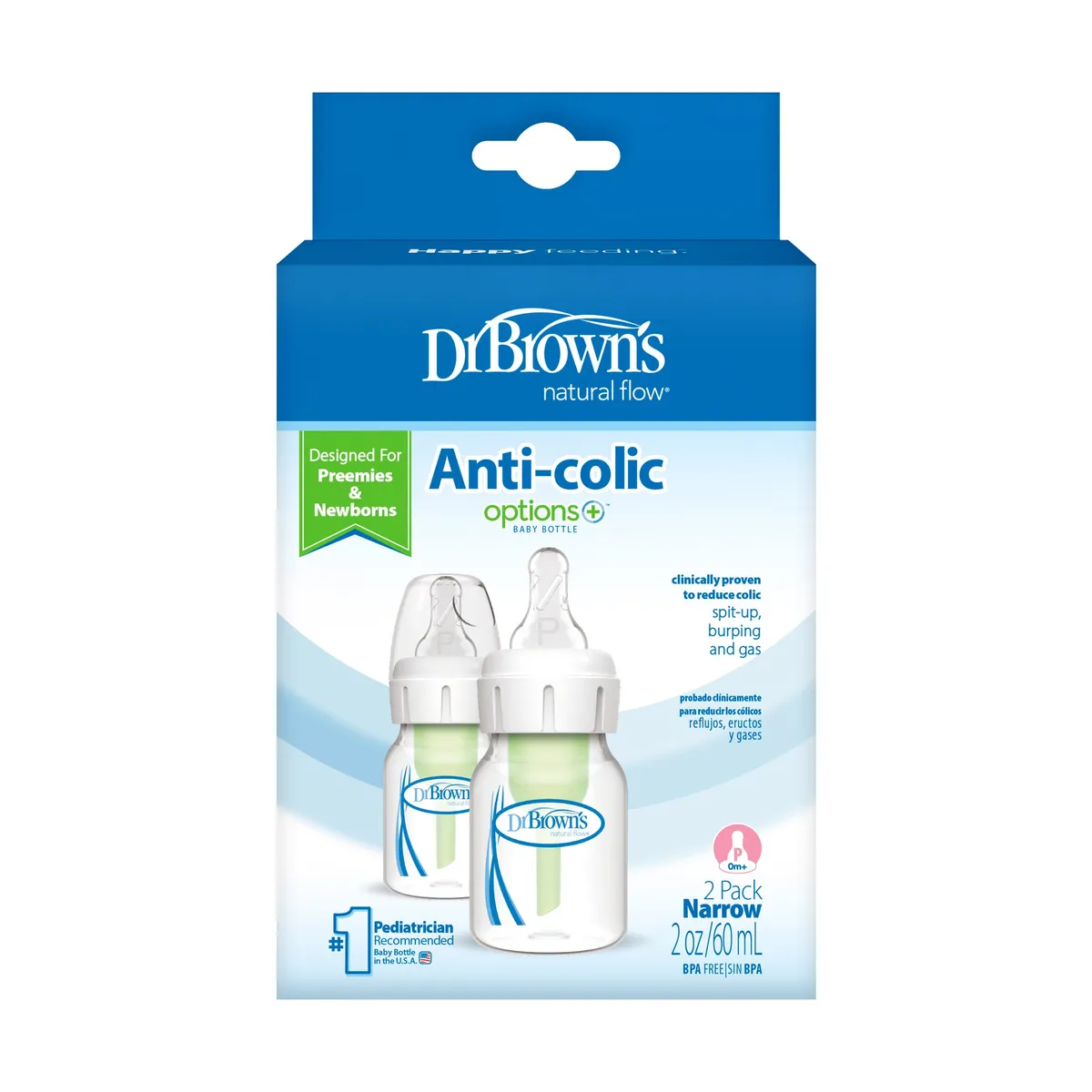DR BROWNS - Pack 2 Mamaderas 60ml Con Tetina Para Prematuros Dr. Brown's