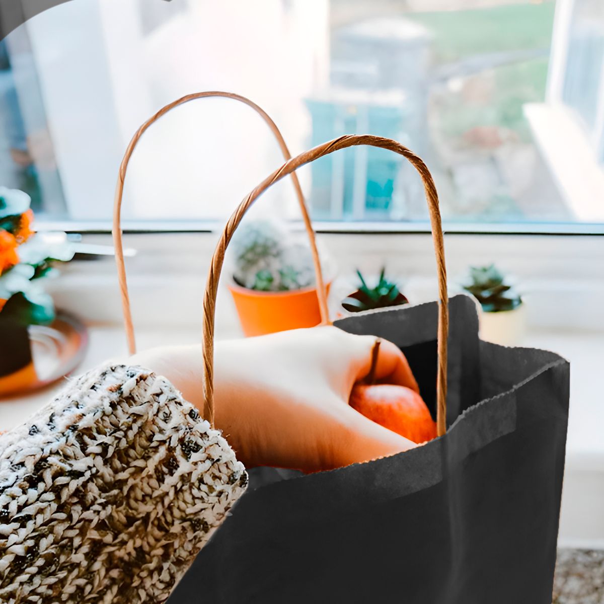 GENERICO - Bolsa Papel Kraft Ecológica Negro 21X14X27 CM Pack X100