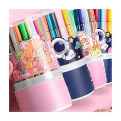GENERICO - Pack 48 Lapices Boligrafos De Colores Rosado Muñeca Kawaii