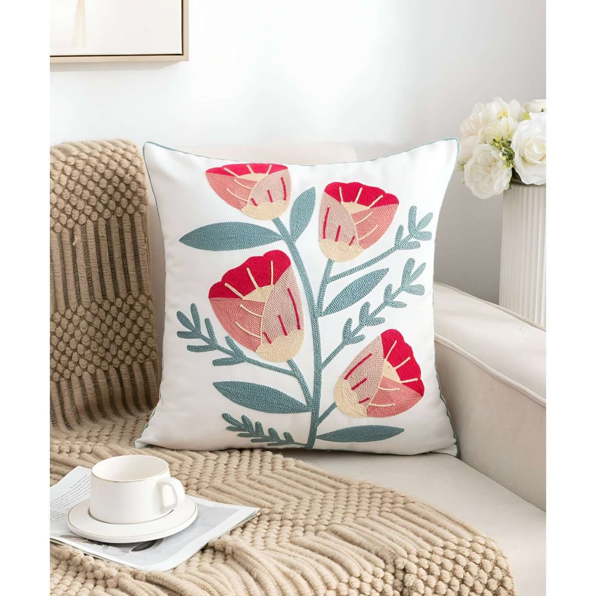 GENERICO - SET DE 2 FUNDAS BORDADAS 45x45  C60