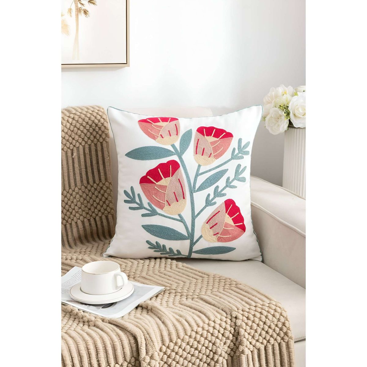 GENERICO - SET DE 2 FUNDAS BORDADAS 45x45  C60