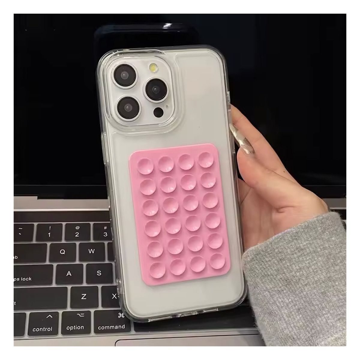 GENERICO - Soporte Silicona Con Ventosa Para Carcasa-celular-Rosado