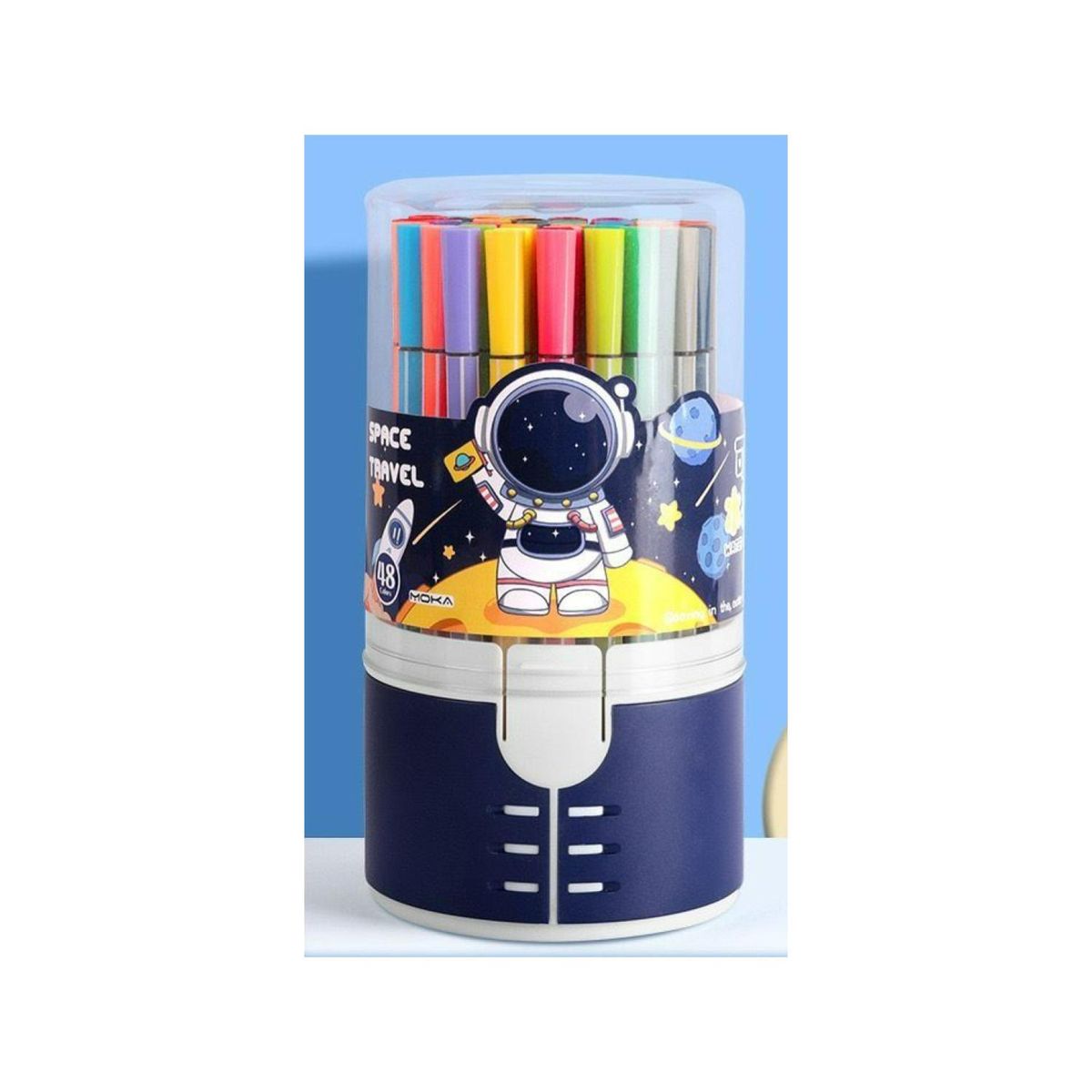 GENERICO - Pack 48 Lapices Boligrafos De Colores Azul Astronauta