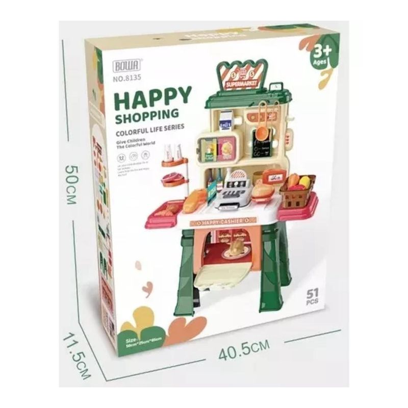 GENERICO - Juguete Set Supermercado 51 Piezas Verde Infantil 65x50cm