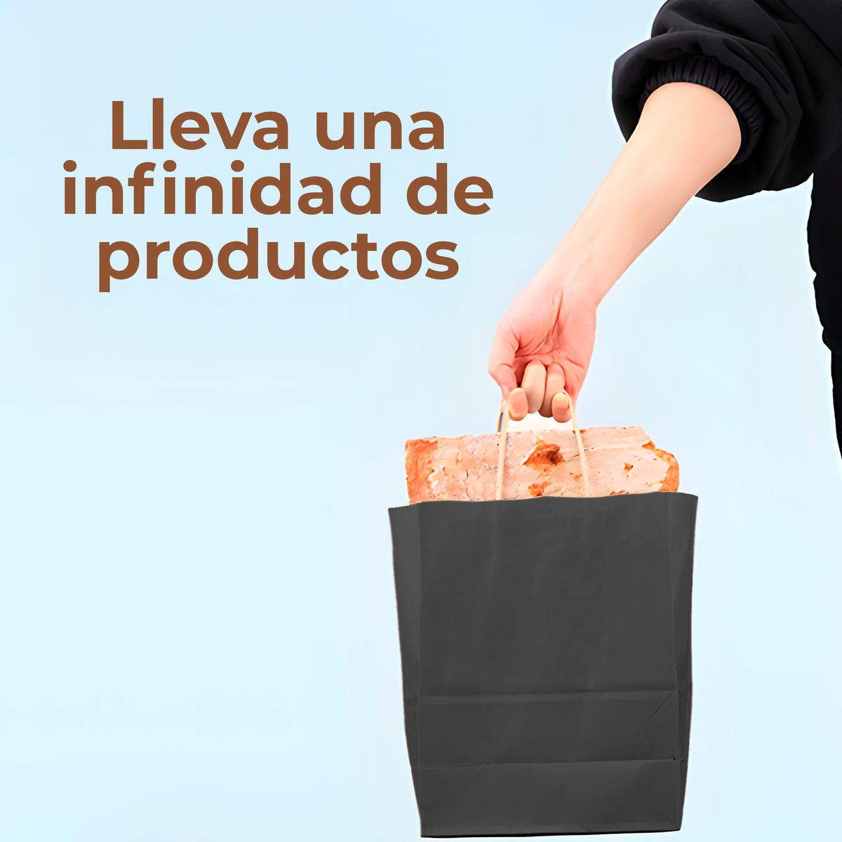 GENERICO - Bolsa Papel Kraft Ecológica Negro 28X15X28 CM Pack X60