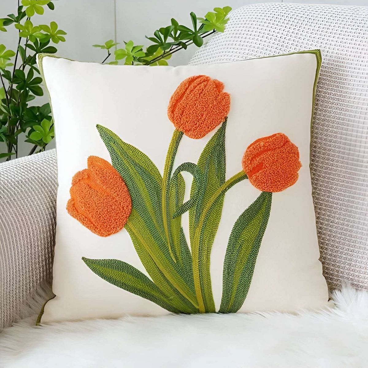 GENERICO - SET DE 6 FUNDAS BORDADAS 45x45 C29