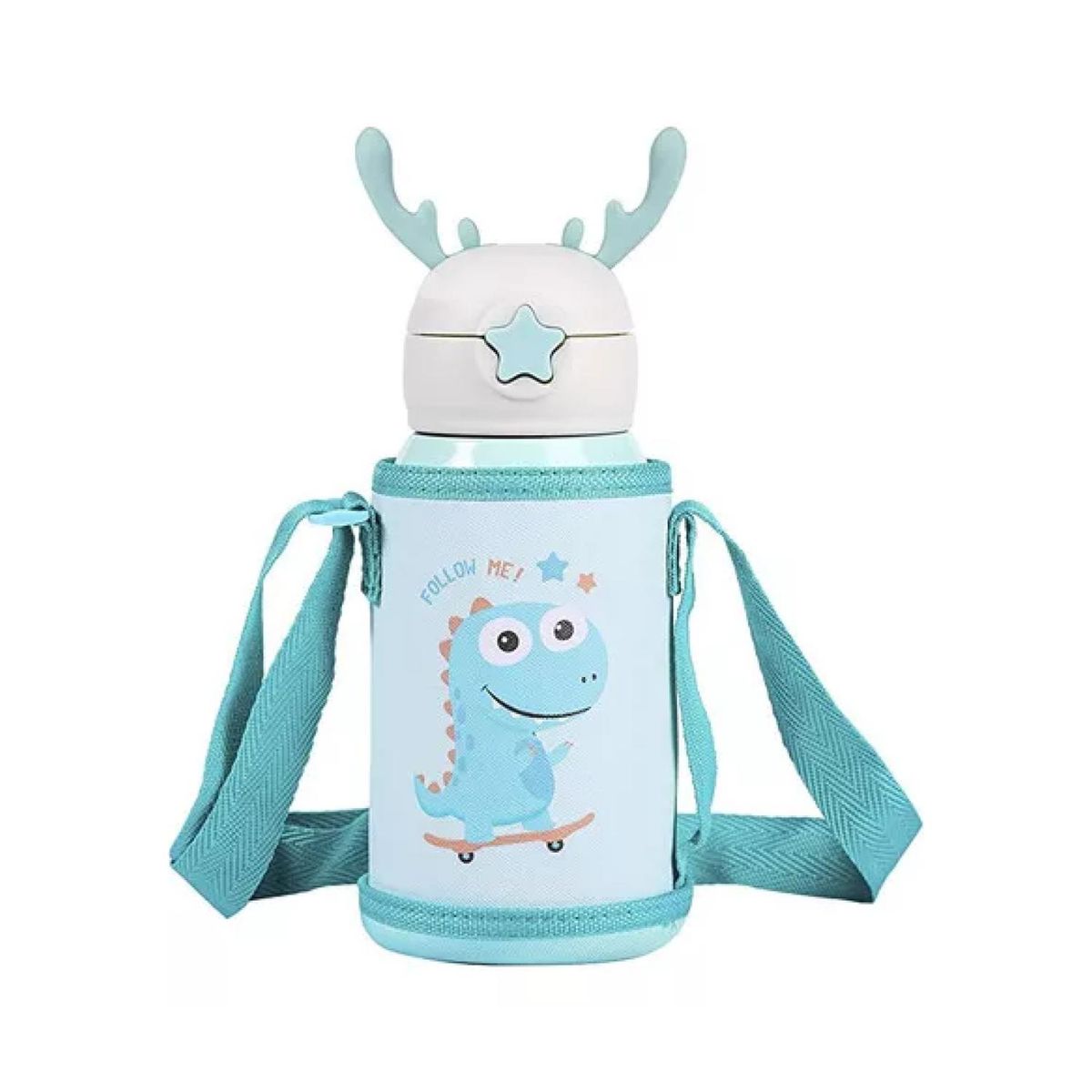 GENERICO - Botella De Agua Portatil 500ml Dino Kawaii Azul Infantil