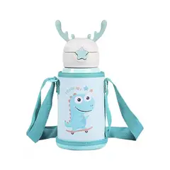 GENERICO - Botella De Agua Portatil 500ml Dino Kawaii Azul Infantil