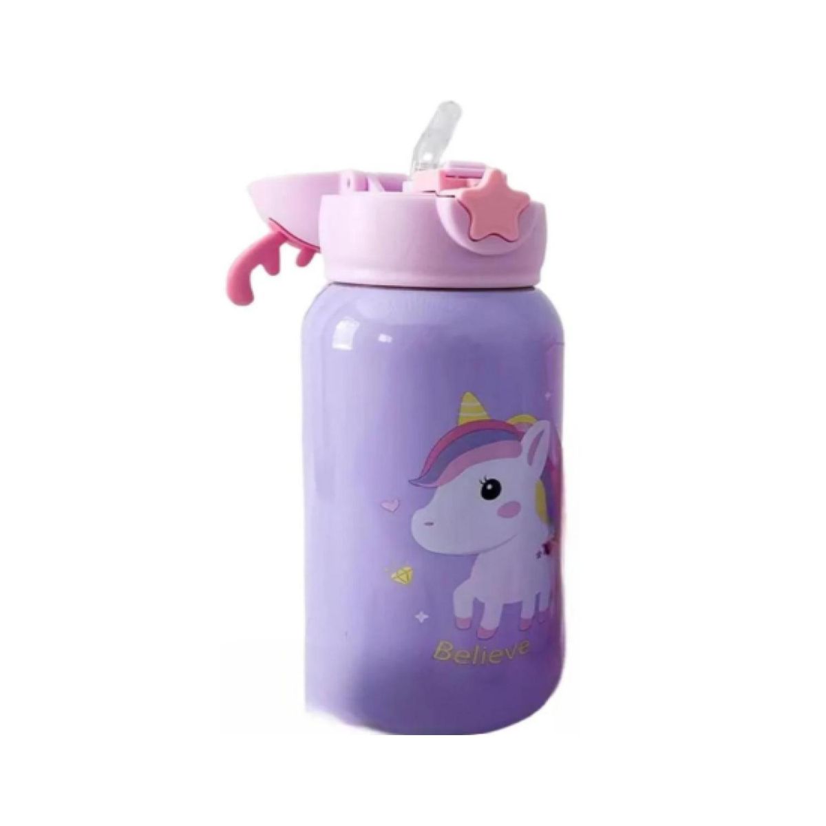 GENERICO - Botella De Agua Portatil 500ml Unicornio Kawaii Lila Infantil