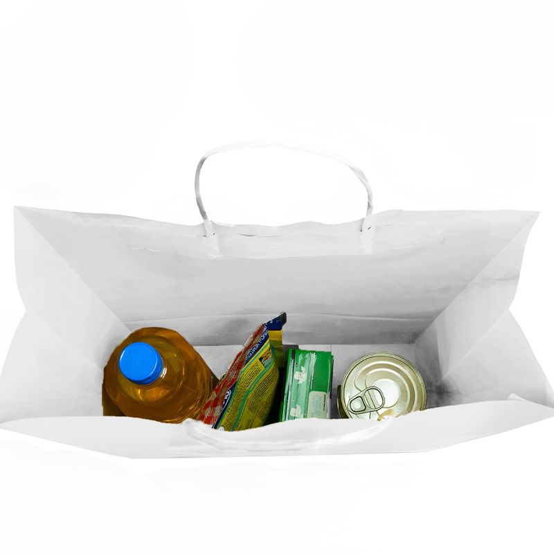 GENERICO - Bolsa Papel Kraft Ecológica Blanco 28X15X28 CM Pack X30