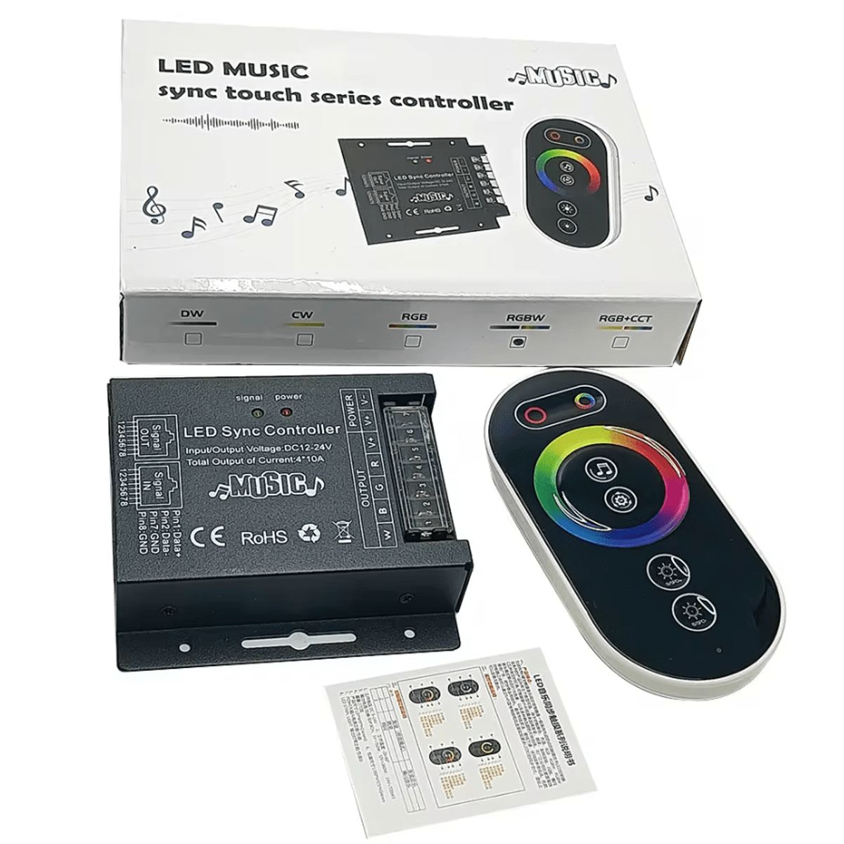 GENERICO - Control Remoto RF RGBW Sensor Musical Aluminio Negro 12-24V