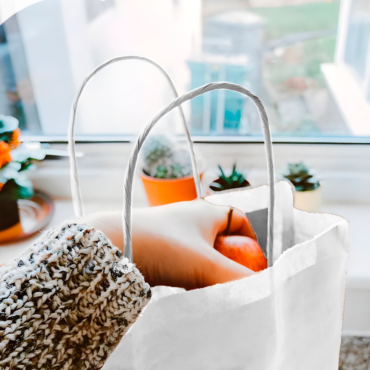 GENERICO - Bolsa Papel Kraft Ecológica Blanco 28X15X28 CM Pack X60