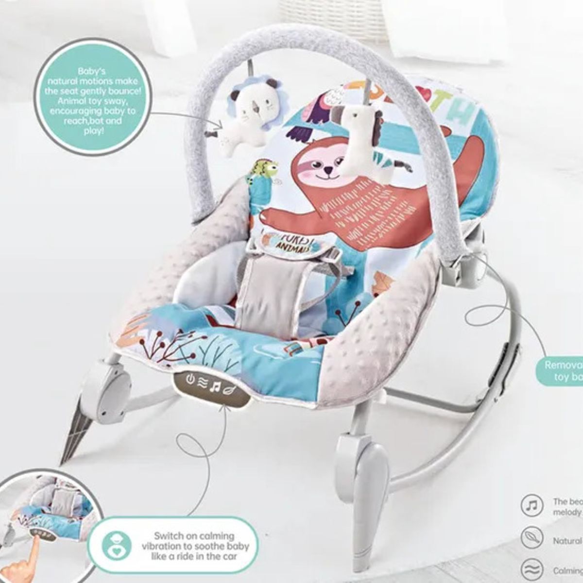 BBQOOL - Silla Nido Mecedora Rocker Sloth Blue