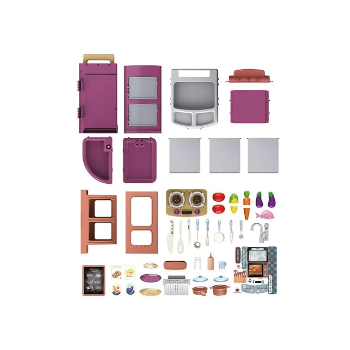 GENERICO - Juguete Set Maleta Cocina 49 Piezas 2 En 1 Infantil Rosa
