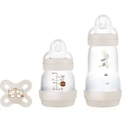 MAM - Set Recién Nacido 2 Mamaderas más Chupete Crema