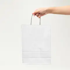 GENERICO - Bolsa Papel Kraft Ecológica Blanco 32X11X27 CM Pack X60