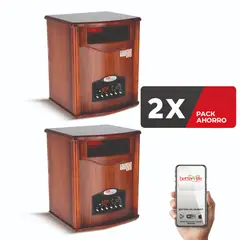 BETTERLIFE - Estufa Eléctrica Infrarroja Madera (2 UNIDADES) UV 70 m2 WiFi