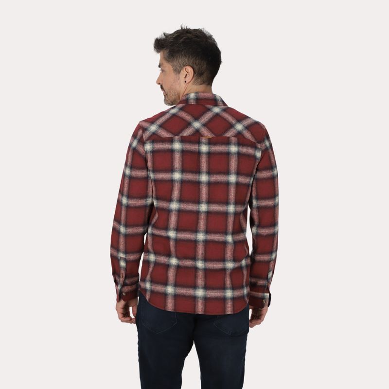 GANGSTER - Camisa Ml Franela Redwood Rojo Gangster