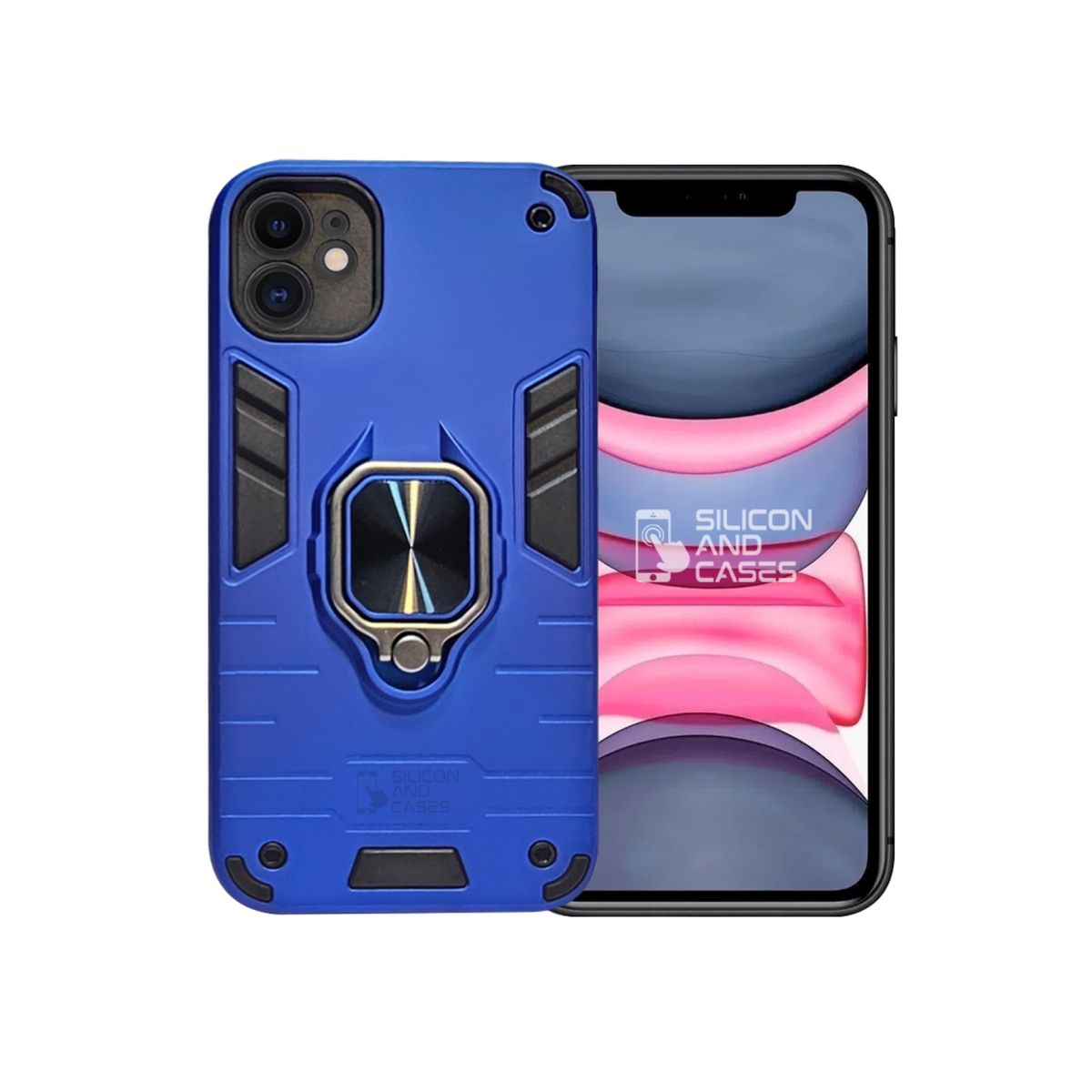 GENERICO - CARCASA ANILLO ANTIGOLPE PARA IPHONE 11 COLOR AZUL