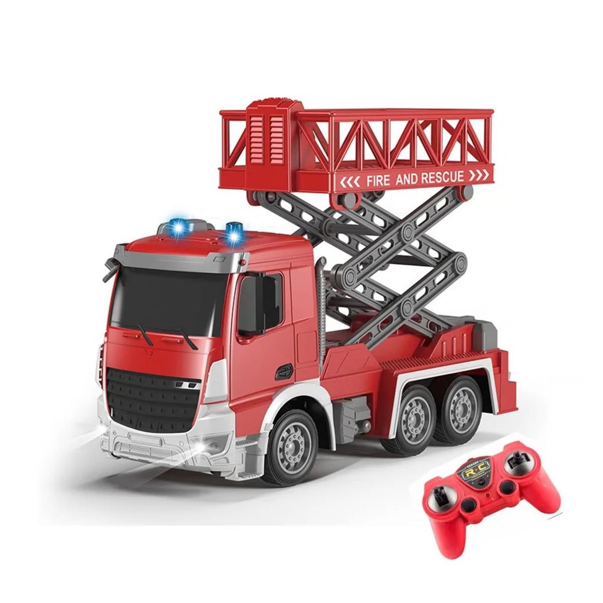 GENERICO - Juguete Camion De Bomberos A Control Remoto Escalera Rojo Infantil