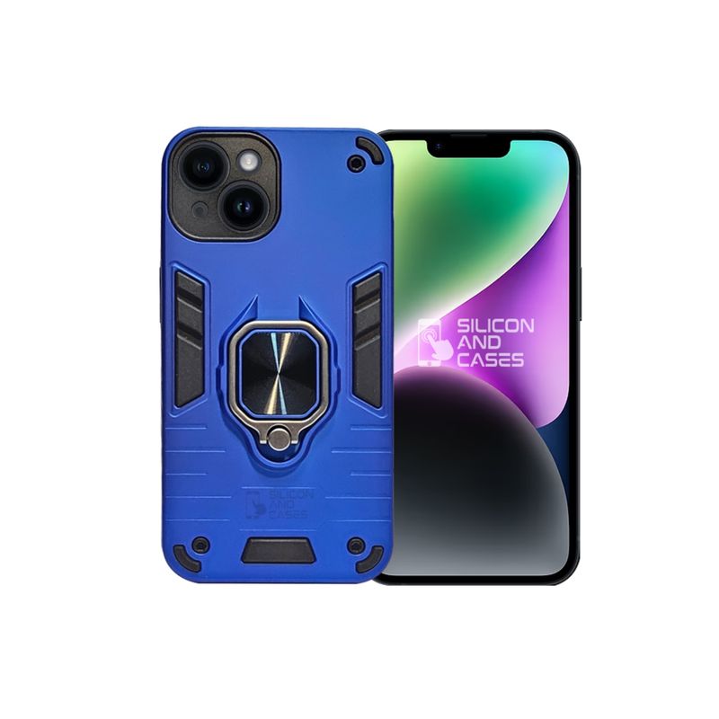GENERICO - CARCASA ANILLO ANTIGOLPE PARA IPHONE 14 COLOR AZUL