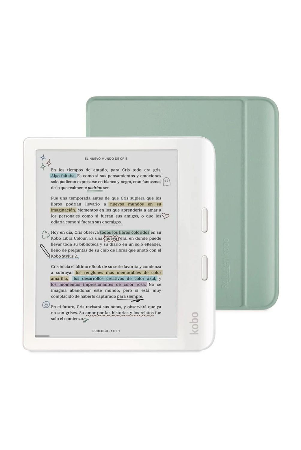 KOBO Lector e reader Kobo Libra Colour Blanco con Funda Sleepcover