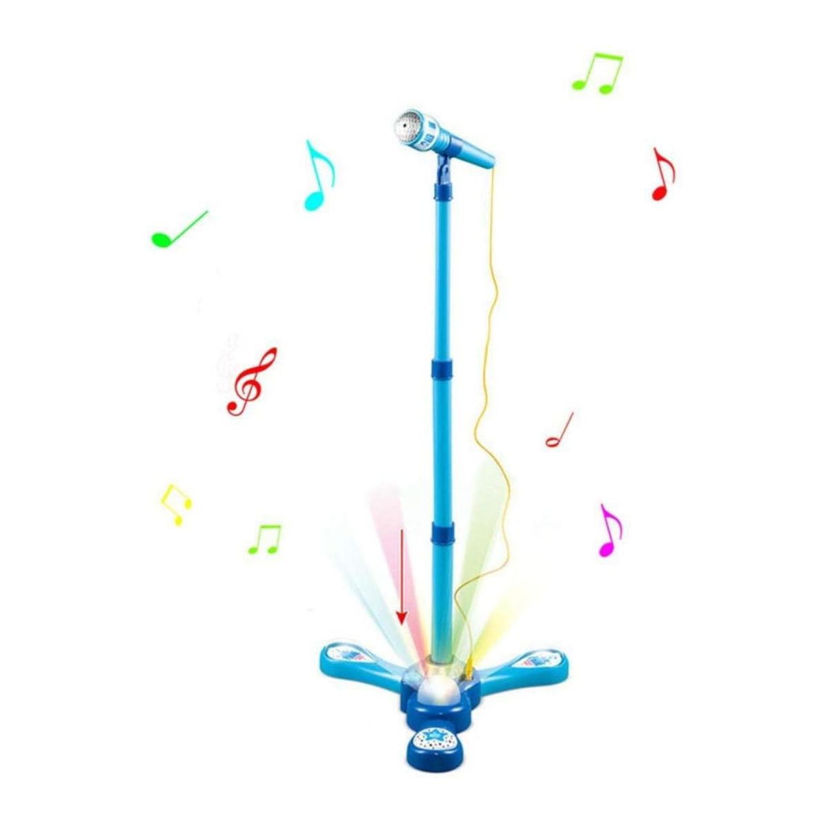 GENERICO - Juguete Microfono Pedestal Karaoke Luces MP3 Azul Infantil