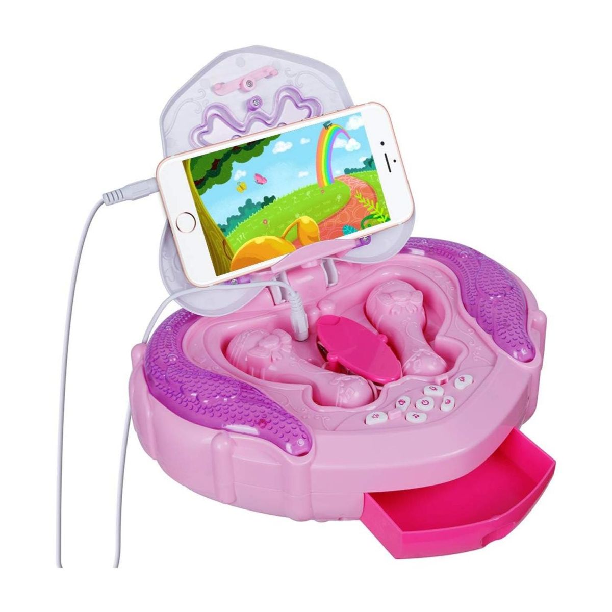 GENERICO - Juguete Karaoke Doble Atril Luces Y Sonido Rosado Infantil