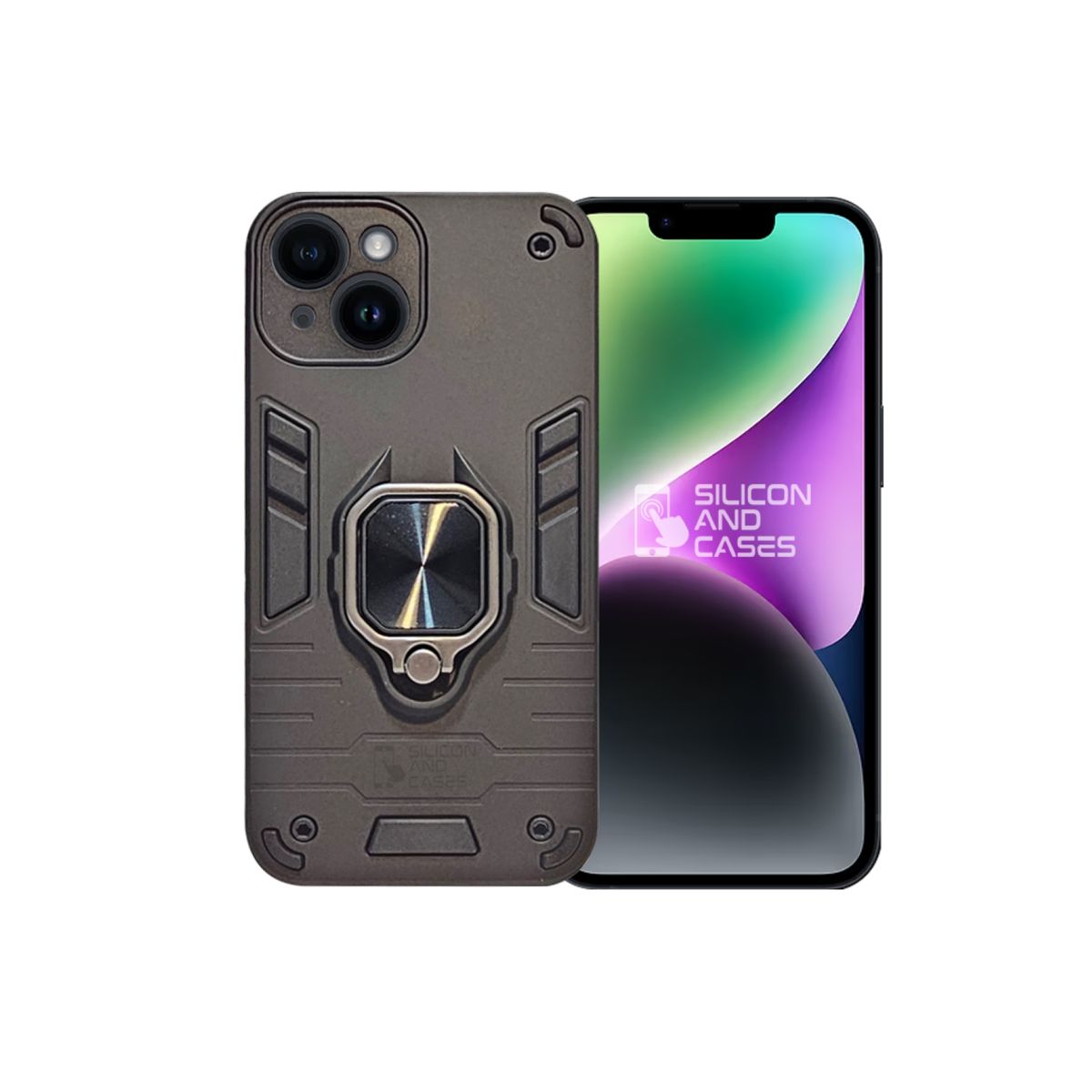 GENERICO - CARCASA ANILLO ANTIGOLPE PARA IPHONE 14 COLOR NEGRO
