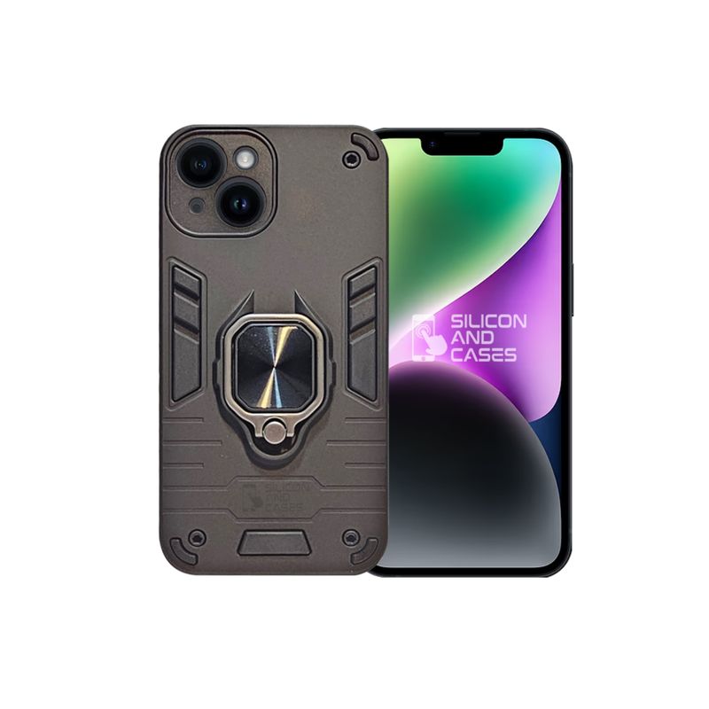 GENERICO - CARCASA ANILLO ANTIGOLPE PARA IPHONE 14 COLOR NEGRO