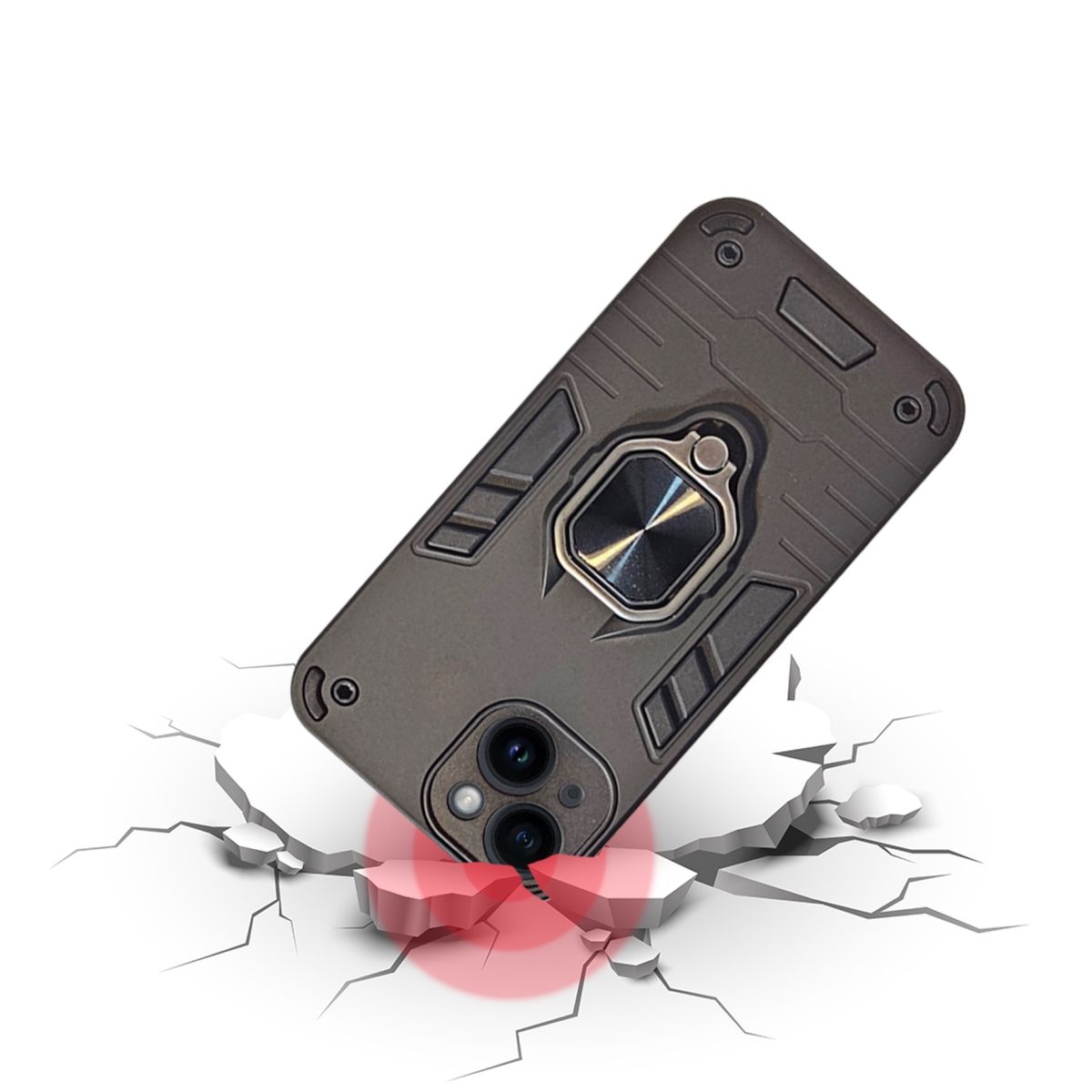 GENERICO - CARCASA ANILLO ANTIGOLPE PARA IPHONE 14 COLOR NEGRO