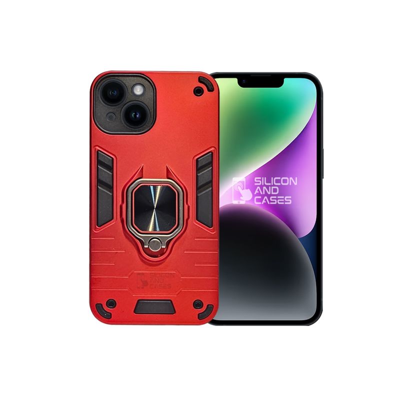GENERICO - CARCASA ANILLO ANTIGOLPE PARA IPHONE 14 COLOR ROJO