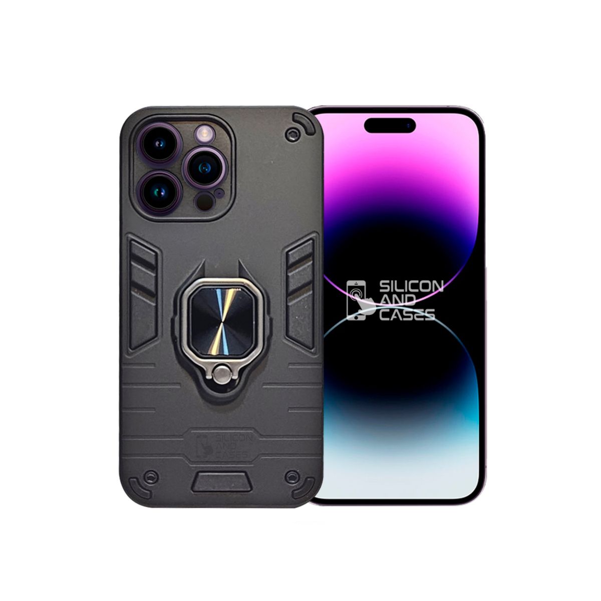 GENERICO - CARCASA ANILLO ANTIGOLPE PARA IPHONE 14 PRO MAX COLOR NEGRO