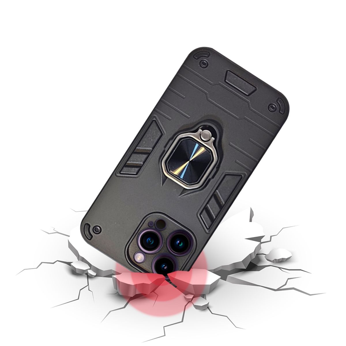 GENERICO - CARCASA ANILLO ANTIGOLPE PARA IPHONE 14 PRO MAX COLOR NEGRO