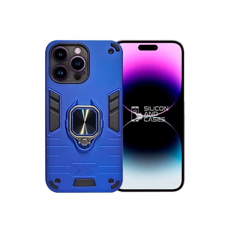 GENERICO - CARCASA ANILLO ANTIGOLPE PARA IPHONE 14 PRO MAX COLOR AZUL