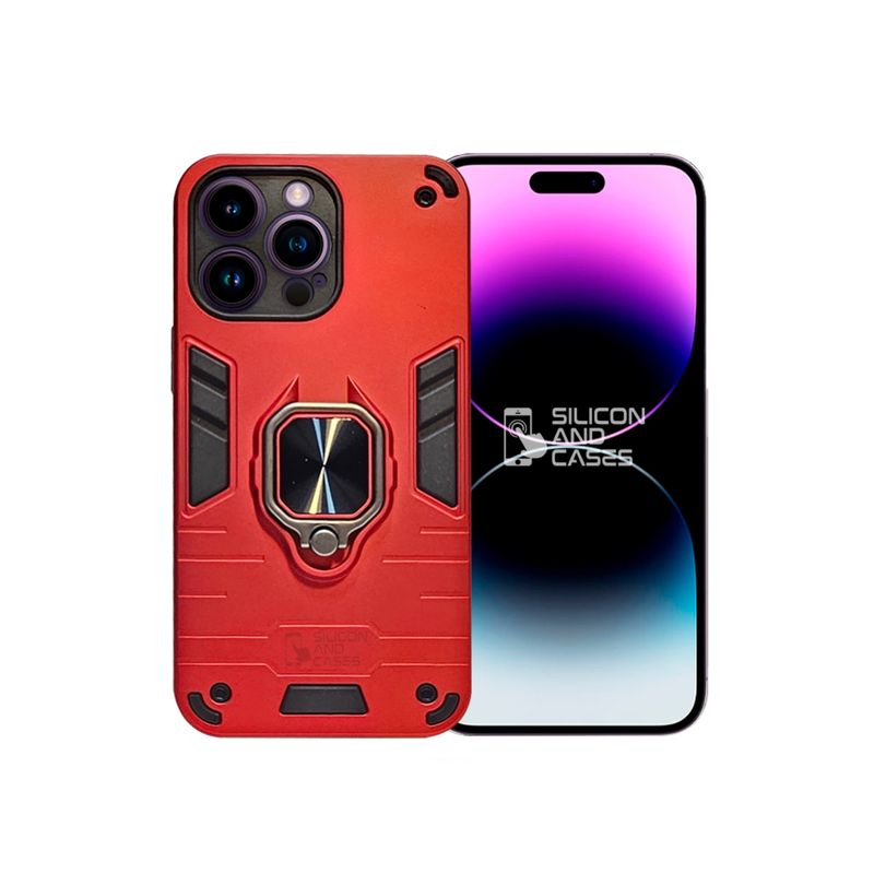 GENERICO - CARCASA ANILLO ANTIGOLPE PARA IPHONE 14 PRO MAX COLOR ROJO
