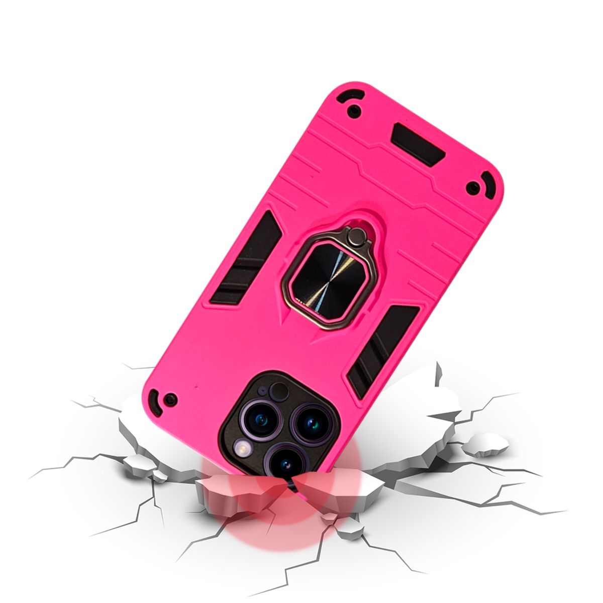 GENERICO - CARCASA ANILLO ANTIGOLPE PARA IPHONE 14 PRO MAX COLOR FUCSIA