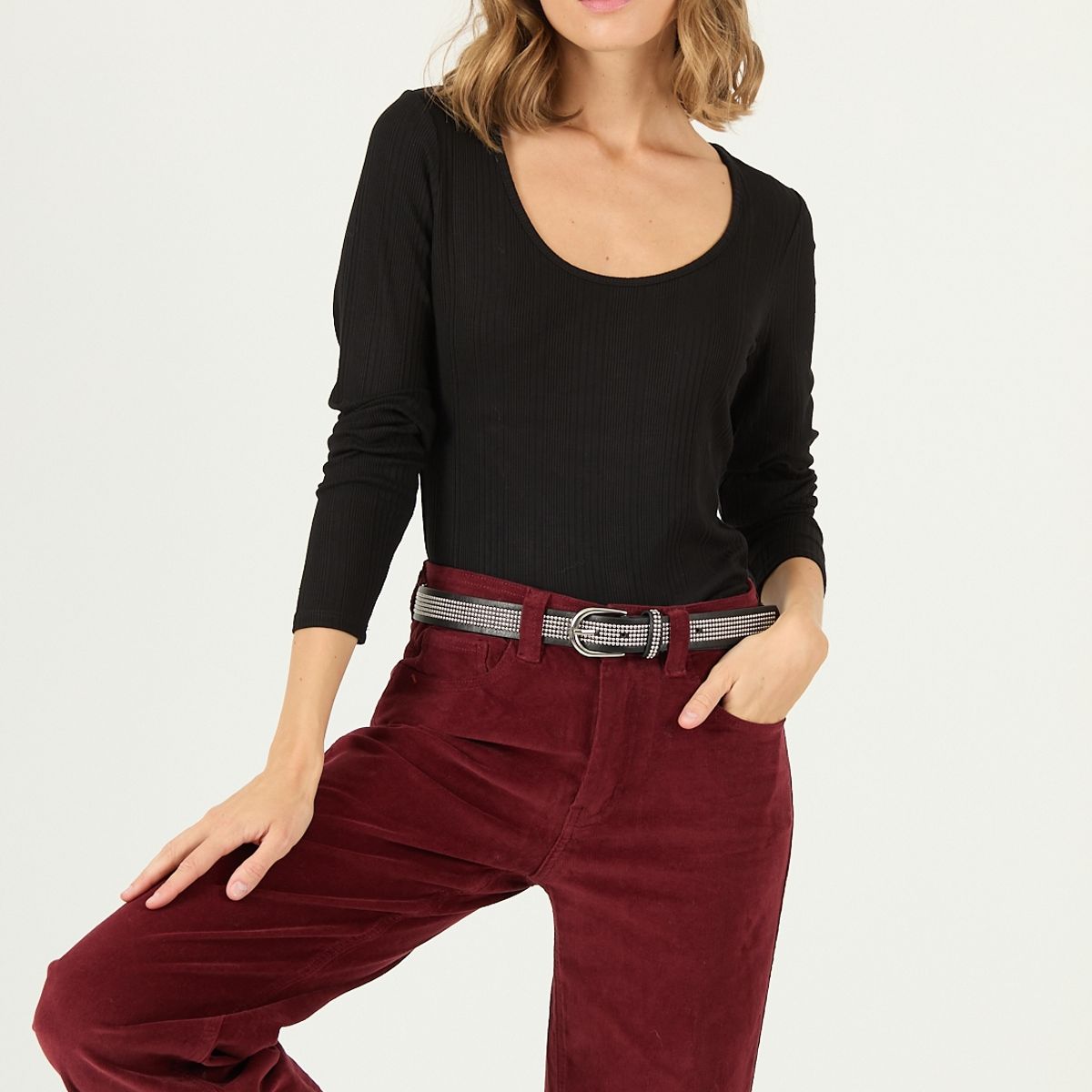 PRIVILEGE - Polera negra 2131