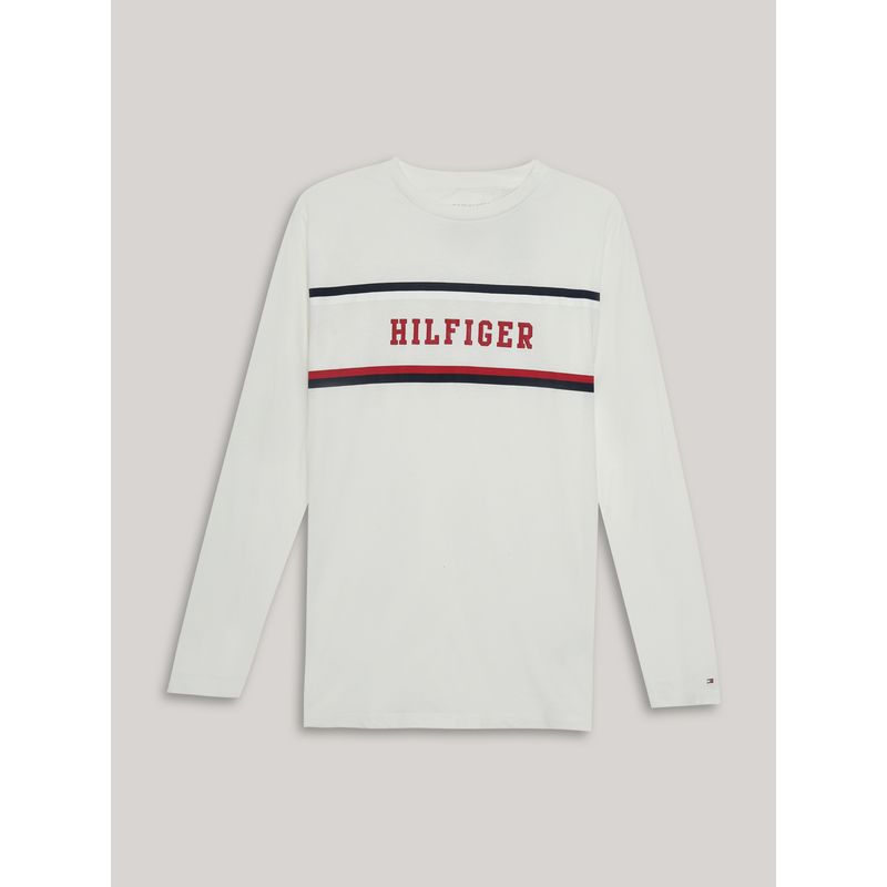 TOMMY HILFIGER - Polera De Niño Con Logo Estampado Blanco Tommy Hilfiger_.