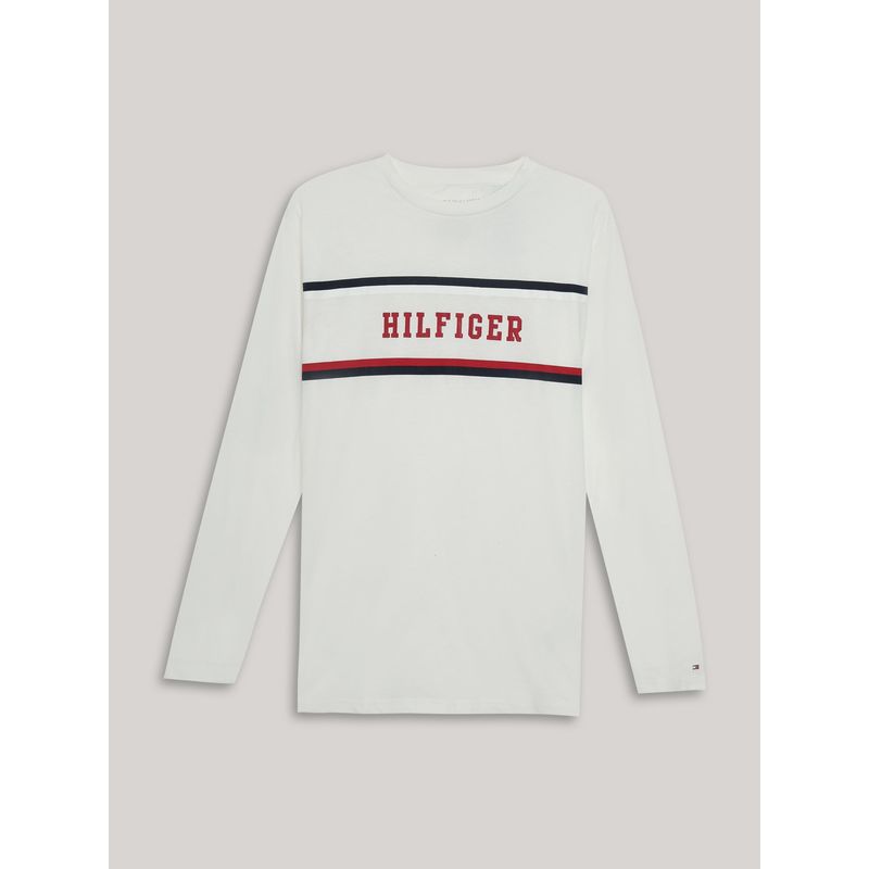 TOMMY HILFIGER - Polera De Niño Con Logo Estampado Blanco Tommy Hilfiger_.